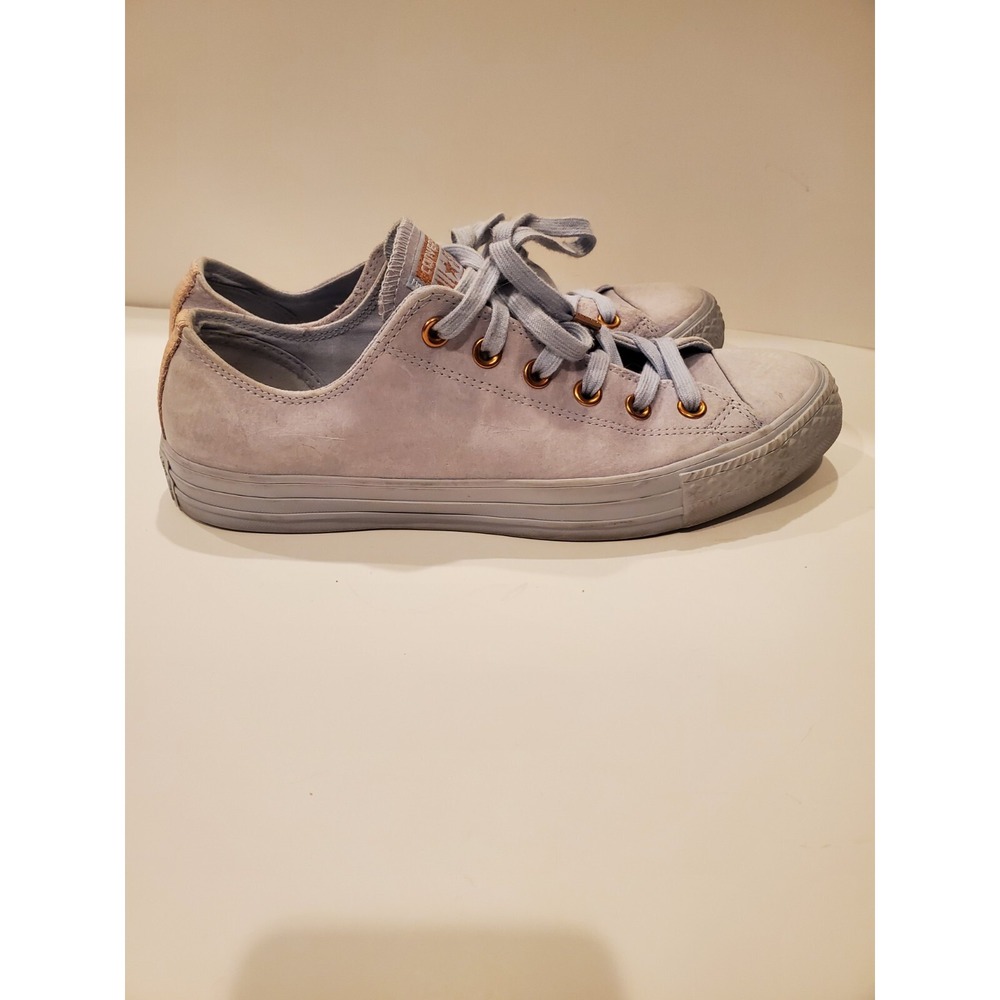Converse All Star‎ Light Blue Suede Rose Gold Grommets Size US Women's 10